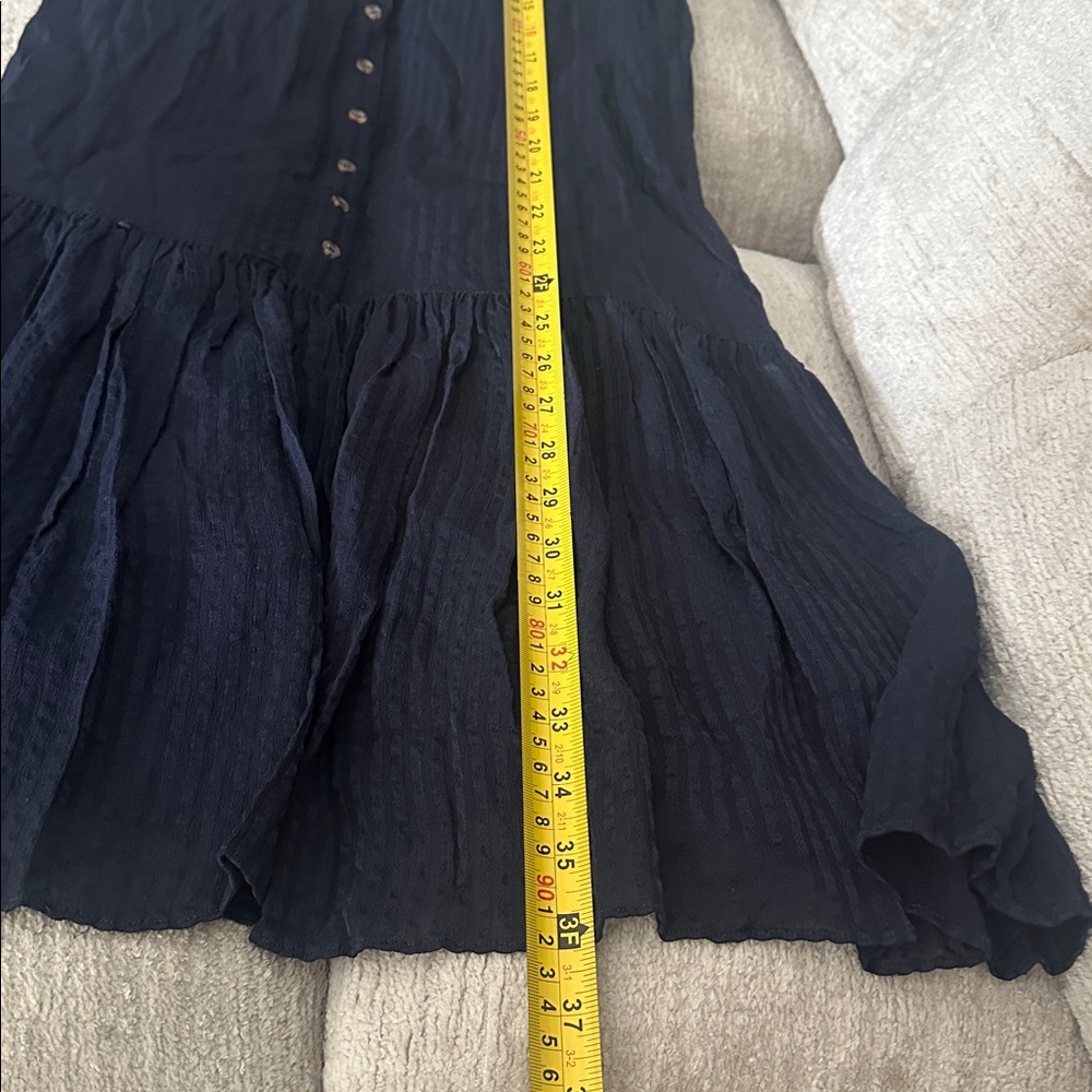 WITCHERY Stripe Pintuck Dress Navy Drop Shoulder, Waist Dress Button Front Sz 8 - Picture 14 of 15